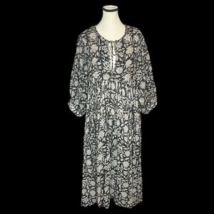 Daughters of India Kyra Floral Midi Dress Womens XL 100% Cotton Boho Cottagecore